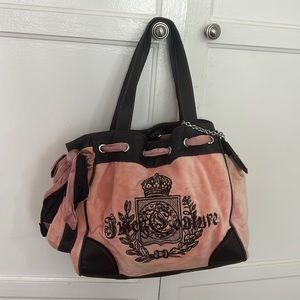 Juicy Couture Vintage Pink and Brown Daydreamer Bag Purse Tote Handbag